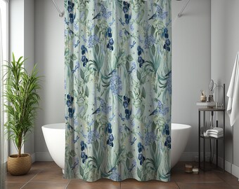 Fun Frog & Lemon Shower Curtain – Whimsical Botanical Print With Birds, Citrus Trees | Cottagecore Coastal Bathroom Decor - View #10