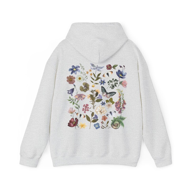 PRESSED WILDFLOWERS Cottagecore Hooded Sweatshirt With Back Design ...