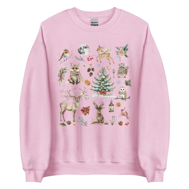 WINTER WONDERLAND ANIMALS Sweatshirt, Christmas Sweater, Winter Holidays Sweatshirt, Cute Forest Animals Pullover, Cottagecore Sweater