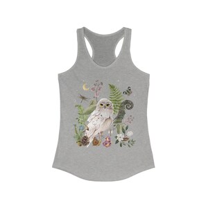 SNOWY OWL Tank Top, Mystical White Owl Tank Top, Witchy Tee, Racerback Tank Top, Forest Bird Shirt, Forestcore Shirt, Cottagecore Tank Top image 8