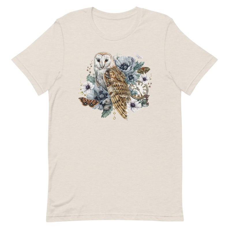FLORAL OWL T-shirt, Barn Owl Shirt, Forest Bird Tee, Cottagecore T-shirt, Bird Watchers Gift, Nature Lover Shirt, Fall Autumn clothing