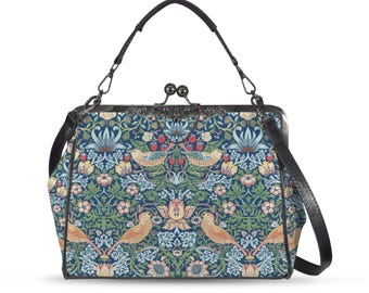 Strawberry Thief William Morris Floral Bird Vegan Satchel