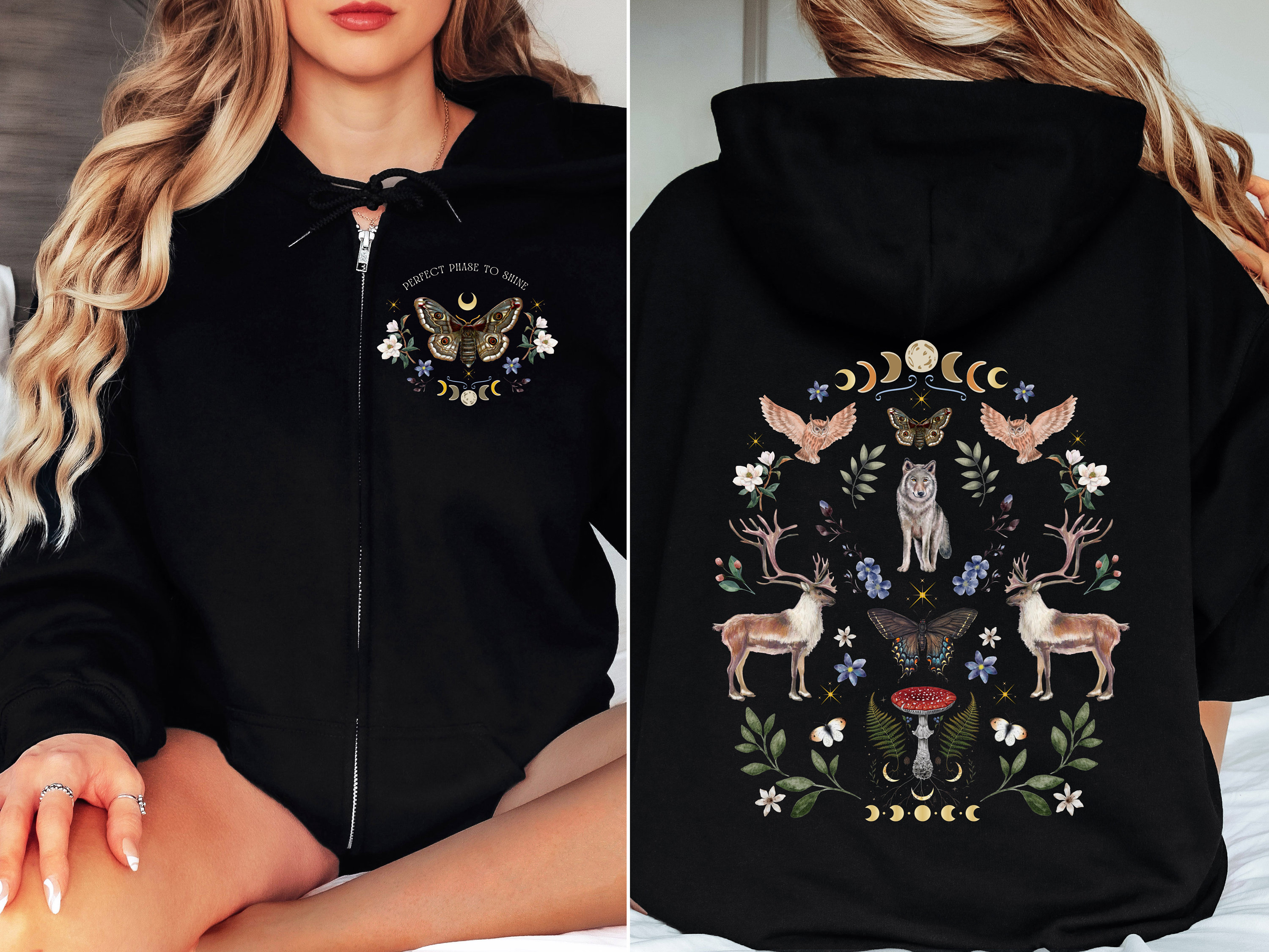 Deer Zip up Hoodie - Etsy