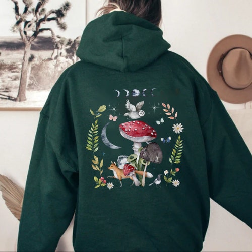 MYSTICAL FOREST Hoodie Nature inspired Gift for Animal Lover, Wilderness Hoodie, Woodland Animals Pullover, Owl Top, Fox Shirt, Fall Shirt