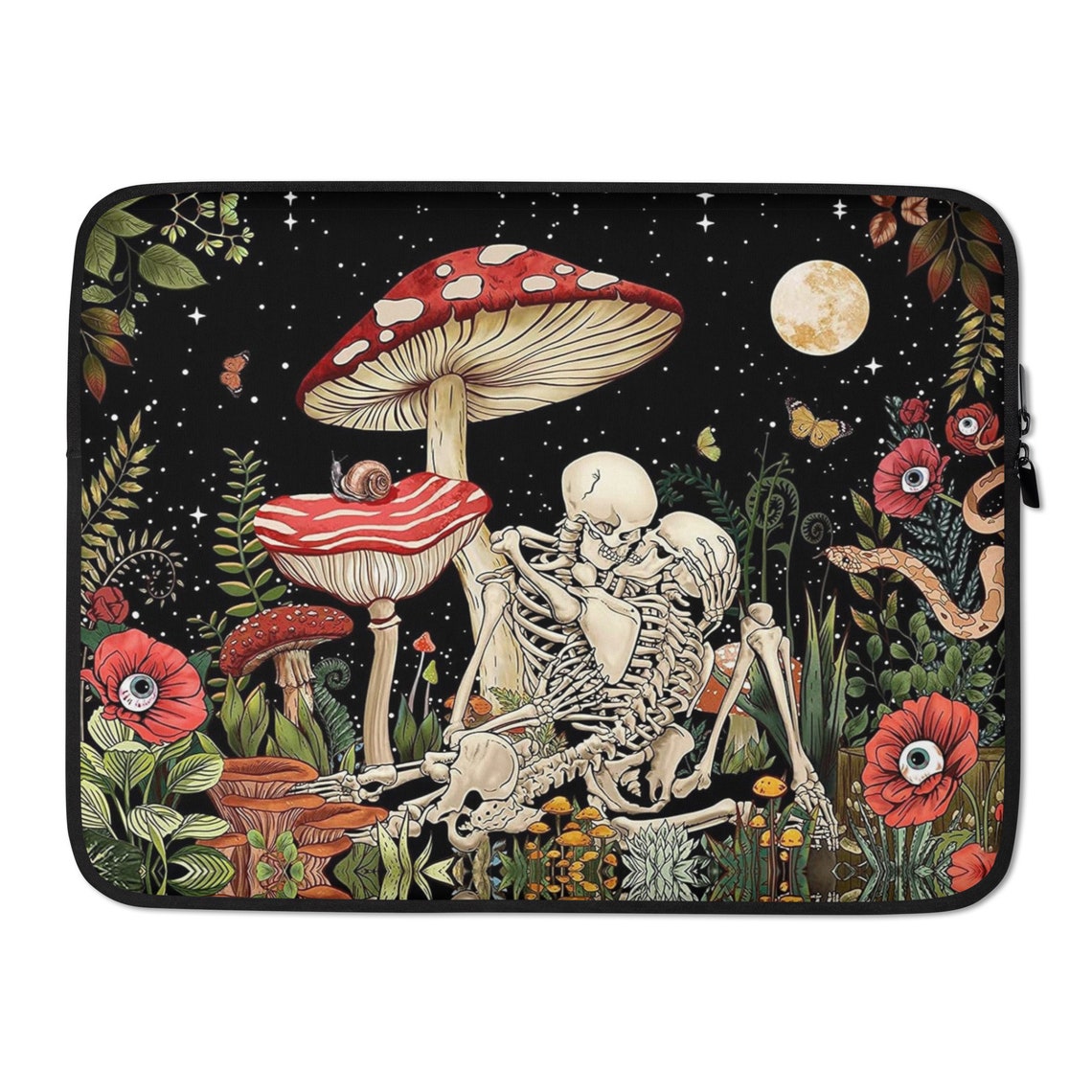 ROMANTIC HALLOWEEN Laptop Sleeve With Skeleton Lovers & Mushrooms ...