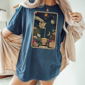 SPILL the TEA Funny Tarot Card T-Shirt, Comfort Colors Tee, Gossip Lover Tee, Sarcastic Sweary Skeleton Shirt, Sassy Witch Humorous Shirt