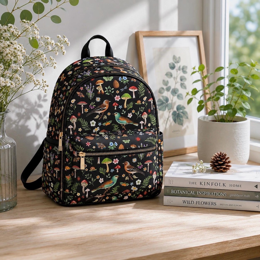 Woodland Bird Backpack, Cottagecore Nature Backpack, Whimsical Forest ...