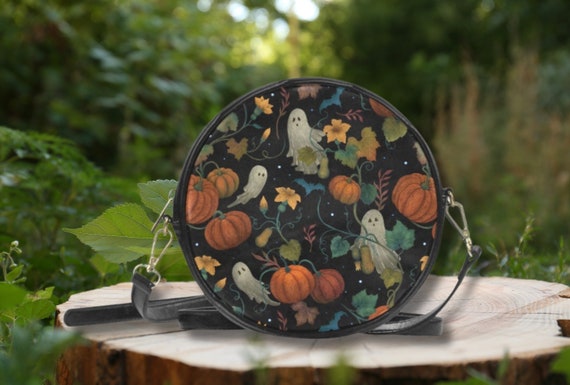 Halloween Themed Round Crossbody Bag Pumpkin Halloween Round Bags, Halloween, Pumpkin,witchy Bag  main image 4