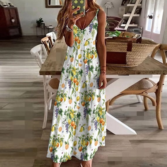 knee length dresses for ladies Blue Watercolor Print Rayon Maxi Dress - Short Sleeve Dresses main image 1