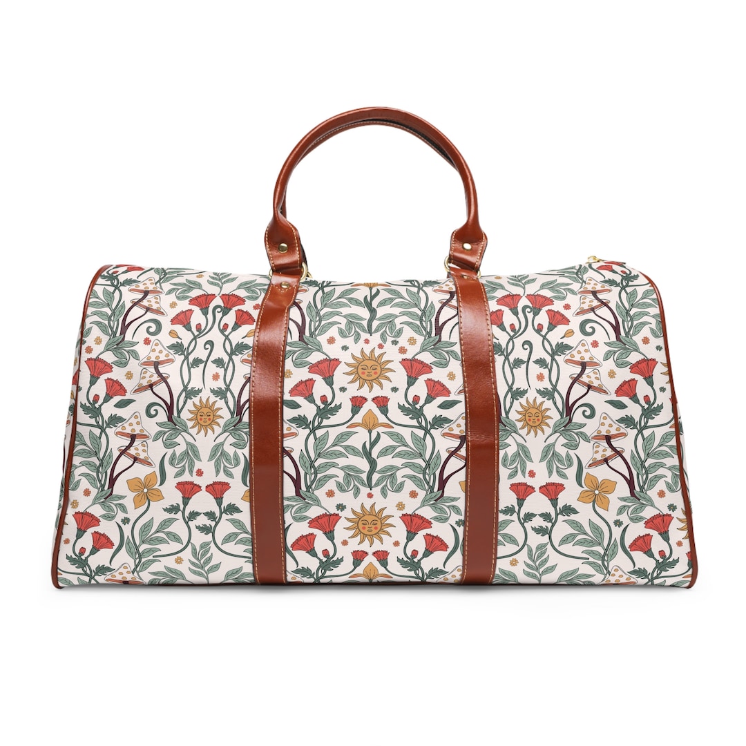 BOHO GARDEN FLORAL Retro Travel Backpack, Botanical Duffle Bag, Groovy ...