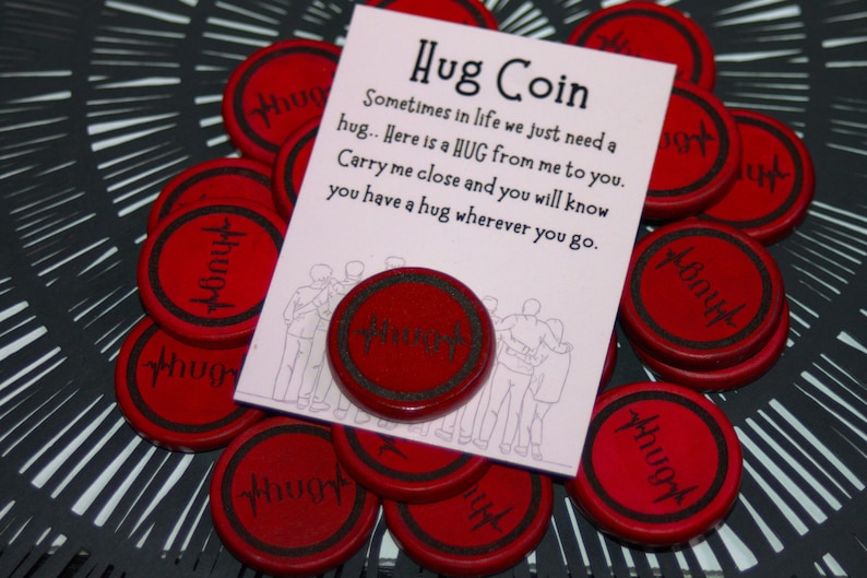 Hug Incoing Leather Hug Coin: Laser Engraved Pocket Token Handmade. - Etsy
