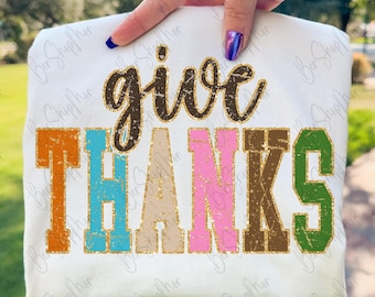 Geben Sie Danke PNG, Thanksgiving Sublimation, Dankbar PNG, Faux Glitter Design, Herbst PNG, Girly Shirt Png, Herbst Sublimation, Dankbarer Png