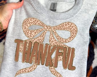 Thankful PNG, Thanksgiving Coquette PNG, Fall Coquette PNG, Cozy Png, Fall Png, leopard Png, Fall Colors, Trendy Png, Fall Bow