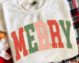 Vrolijk png, kerstmis png, Varsity Christmas png, preppy png, faux glitter png, retro kerst png, vintage png, vakantie png