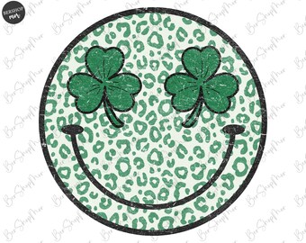 St Patrick&#39;s Day Png, Retro Shamrock Png, Green Leopard, Lucky png, Sublimation Design