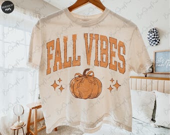Fall Vibes Pumpkin PNG, Coquette Pumpkin Season Png, Sublimation Design, Fall Preppy Sublimation, Girly Fall Shirt, Retro Fall PNG