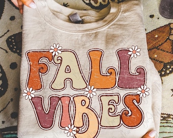 Vibes d'automne PNG, Design Groovy d'automne, Halloween PNG, Png automne rétro, vintage, saison de la citrouille, Design par sublimation, téléchargement immédiat