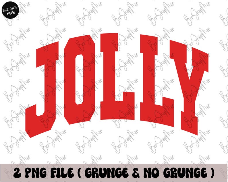May include: A digital design featuring the word "JOLLY" in bold, red, block letters, arched across the image. Below the word, the text reads "2 PNG FILE ( GRUNGE & NO GRUNGE )". The background is white with a watermark.