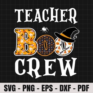 Teacher Boo Crew Happy Halloween SVG, Trick or Treat svg, Spooky Vibes Png, Witch Svg, Fall Svg, Png Files For Cricut Sublimation