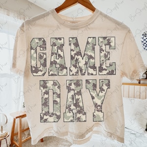 Camo Game Day PNG, Football Preppy PNG, Football Girly Design, Football Shirt Design, Distressed Camouflage Shirt PNG