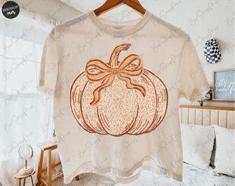 Coquette Fall Pumpkin PNG, Pumpkin Season Png, Sublimation Design, Fall Preppy Sublimation, Girly Fall Shirt, Retro Fall Png, Digital File