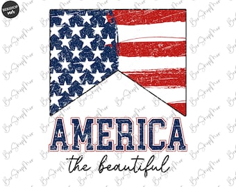 America The Beautiful Png, 4th of July Png, Retro Png, American Patriotic Png, USA Png, America Png, Sublimation Design