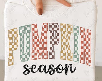 Retro Checkered Pumpkin Season PNG, Thanksgiving PNG, Fall Sublimation Design, Fall PNG, Retro Halloween Png, Fall Season Sublimation Design