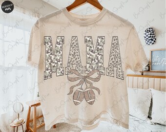 Camo Mama Football Coquette PNG, Game Day PNG, Preppy PNG, Trendy Mama Football Shirt, Distressed Design, Camo Shirt Design