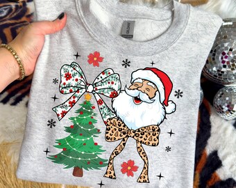 Christmas Doodle Design, Coquette Christmas, Santa PNG, Christmas Preppy Tree PNG, Digital File