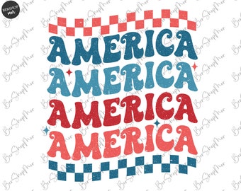 Groovy America PNG, Wavy 4th Of July Sublimation, America Shirt Design, 4th Of July,Retro America Cut File