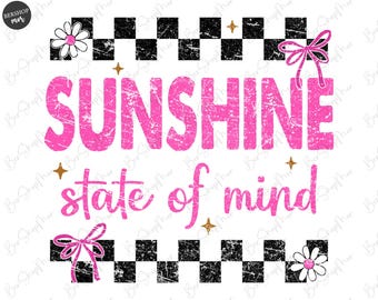 Coquette Sunshine State Of Mind Vibes Png, Beach Life PNG, Sunshine Png, Summer PNG, Retro Summer Shirt Design, Distressed Sunshine PNG