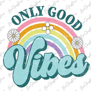 Alleen goede Vibes Png, Retro Summer Kids Sublimation Design, Rainbow Beach Png, digitaal bestand