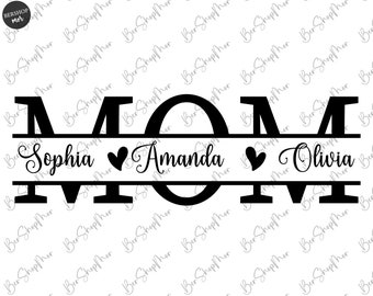 Mother's Day Svg Mom Cricut Monogram Split Middle Cameo