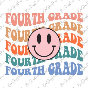 Groovy Fourth Grade SVG PNG, 4th Grade Sublimation, Retro 4th Grade Teacher Shirt Design, Vintage 4 Grade Cut File