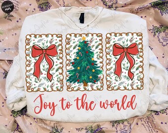 Preppy Christmas PNG, Christmas Joy To The World PNG Coquette, Girly Design, Sublimation Png, Christmas Doodle Design, Digital File