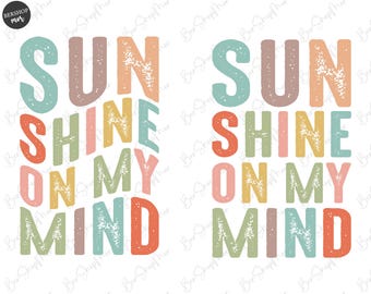 Sunshine On My Mind Png, Beach Life PNG, Sunshine Png, Summer PNG, Retro Summer Shirt Design, Distressed Beach PNG, Lake River Png