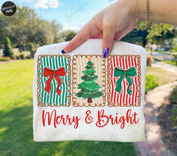 Preppy Christmas Png, Merry and Bright Png, Coquette Christmas png, Sublimation PNG, Girly Christmas Shirt PNG, Digital Download