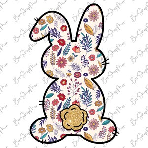 Floral Easter Bunny Png, Bunny Sublimation Design, Bunny Shirt Png, Cute Bunny, Digital File