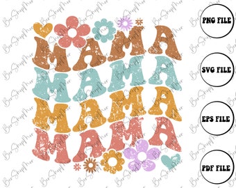 Floral Mama Retro Png, Groovy Mama SVG PNG Sublimación, Día de la Madre Retro Png, Mamá Retro Png para camisa, Vintage Mama Png Descarga digital