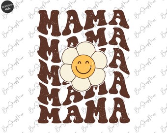 Retro Mama Flower Png, Diseño de sublimación de mamá, Día de las Madres Png, Archivo Png de camisa de mamá