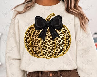 Leopard Pumpkin Glitter Png, Preppy Pumpkin png, Coquette Fall Pumpkin Png, Trendy Thanksgiving Design, Girly Fall Png, Pumpkin Spice Png