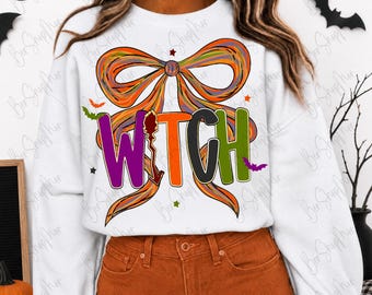 Witch Halloween PNG, Halloween Coquette, Brushstroke Desig, Girly Witch PNG, Digital File