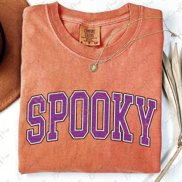 Spooky Varsity Png, Fall Png, Autumn Png, Halloween Png, Png for shirt, Retro Halloween Png