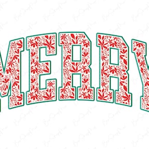 Floral Merry Christmas Png, Merry Varsity Sublimation Design Downloads, Christmas Shirt Design, Digital Download