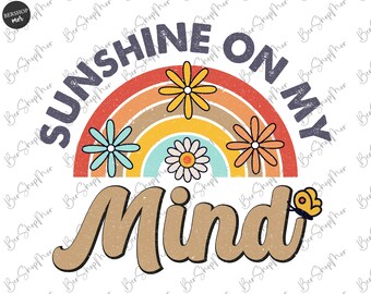 Retro Sublimation Design Download, Summer PNG, Sublimation T Shirt Design, Beach Sunset PNG, Clipart, png, Sunshine On My Mind