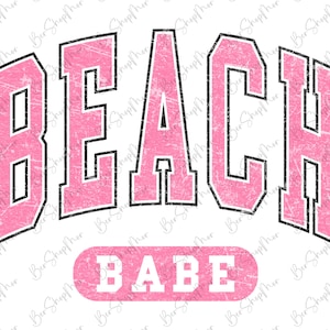 Beach Babe Varsity SVG, Summer PNG, Beach Life, Designs Downloads, Summer T Shirt Design, PNG, Sublimation Designs, Digital Download