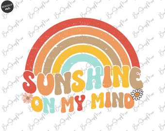 Retro Sublimation Design Download, Summer PNG, Sublimation T Shirt Design, Beach Sunset PNG, Clipart, png, Sunshine On My Mind