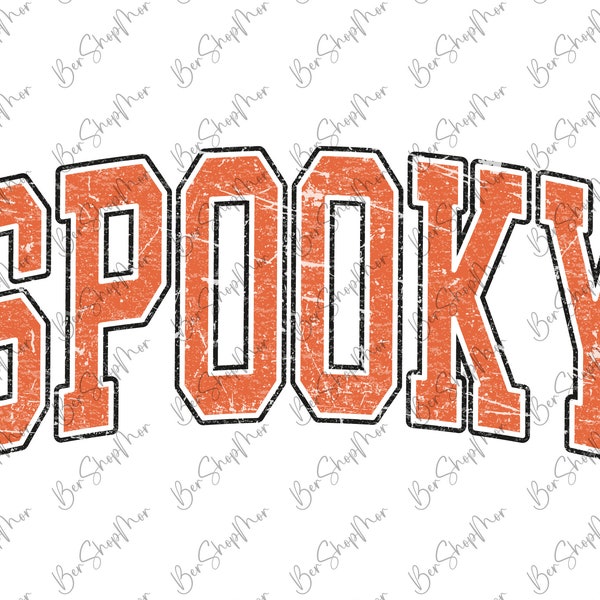 Spooky Halloween Varsity Png, Otoño Png, Otoño Png, Halloween Png, Png para camisa, Retro Halloween Png
