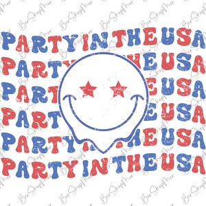 Party in the USA Retro Png, 4th of July Png Design, American Patriotic, USA Png, America Png, Sublimation Design Download