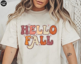 Hallo herfst PNG, Fall Vibes Groovy Design, Halloween PNG, Retro Fall Png, vintage, pompoenseizoen, sublimatieontwerp, Instant Download